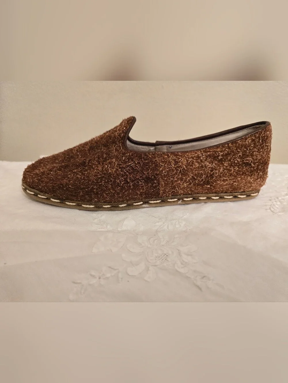 Sabah Brown Textured Suede Slip-On Loafers Size 39 In Excellent Condition - Picture 3 of 4